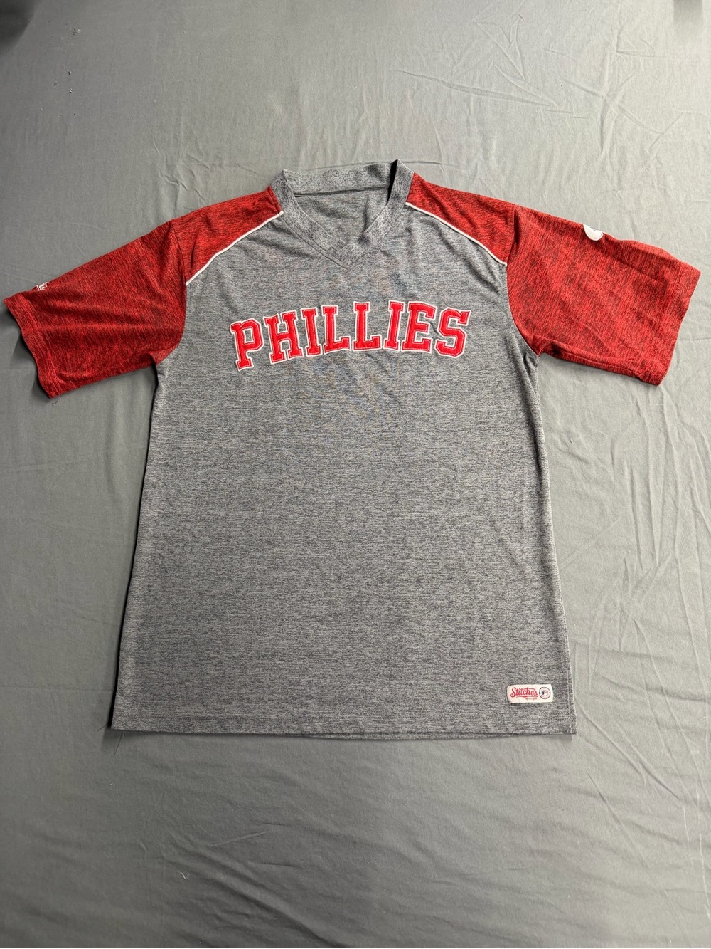 Stitches Phillies Grey and Red Short Sleeve Jersey